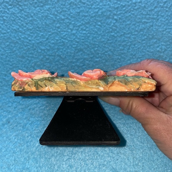 RUSS BERRIE & Co rose floral picture frame 3D ceramic vintage NEW size 4” X 5” - Picture 7 of 10